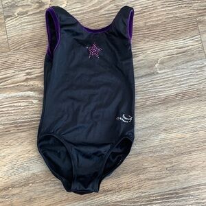 Gymnastics Leotard Kids Girls Size 6 Black with Pink and Silver Sparkles
